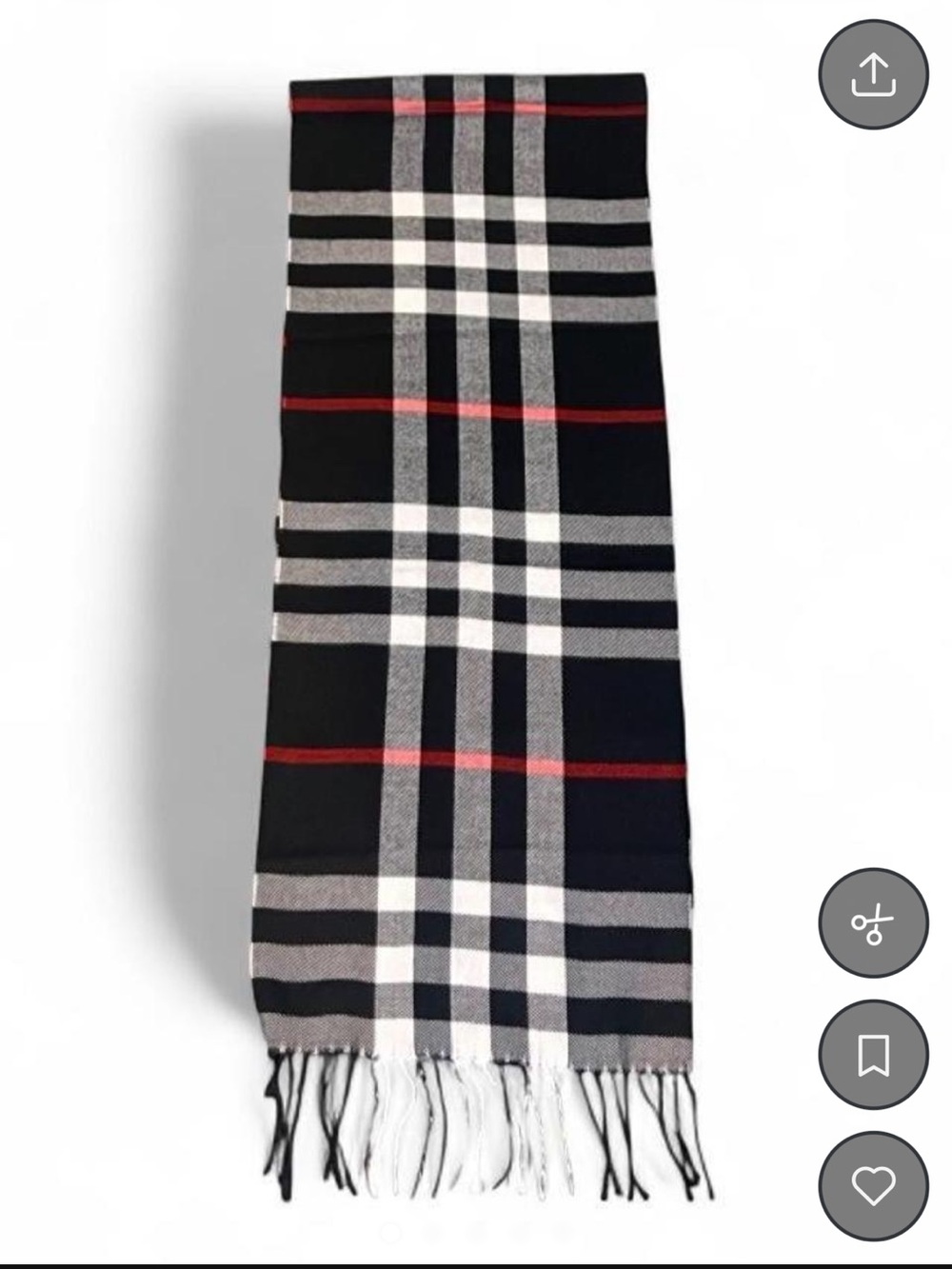 Black Plaid Fringe Women’s Scarf - Classic Check Pattern 12” X 66”